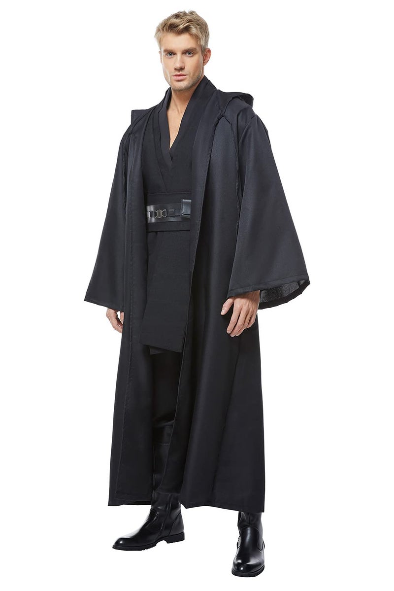 Cosplaysky Men's Tunic Cosplay Costume Adults Outfits Halloween Robe Hooded Uniform Full Set (Black, Small) - Image 5